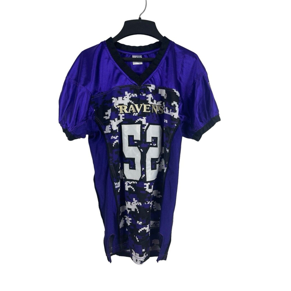 All Pro Hampstead NFL Baltimore Ravens Purple Camo Youth L #52 Jersey